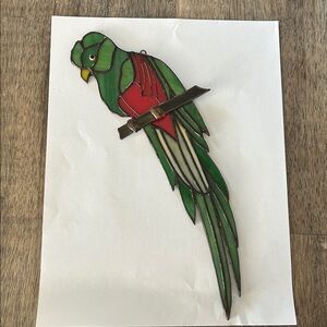 Stained Glass Parrot Suncatcher - Green and Red